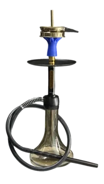 قلیان تنه کوتاه کد جدید سری آبی شیشه دودی شلنگ مشکی